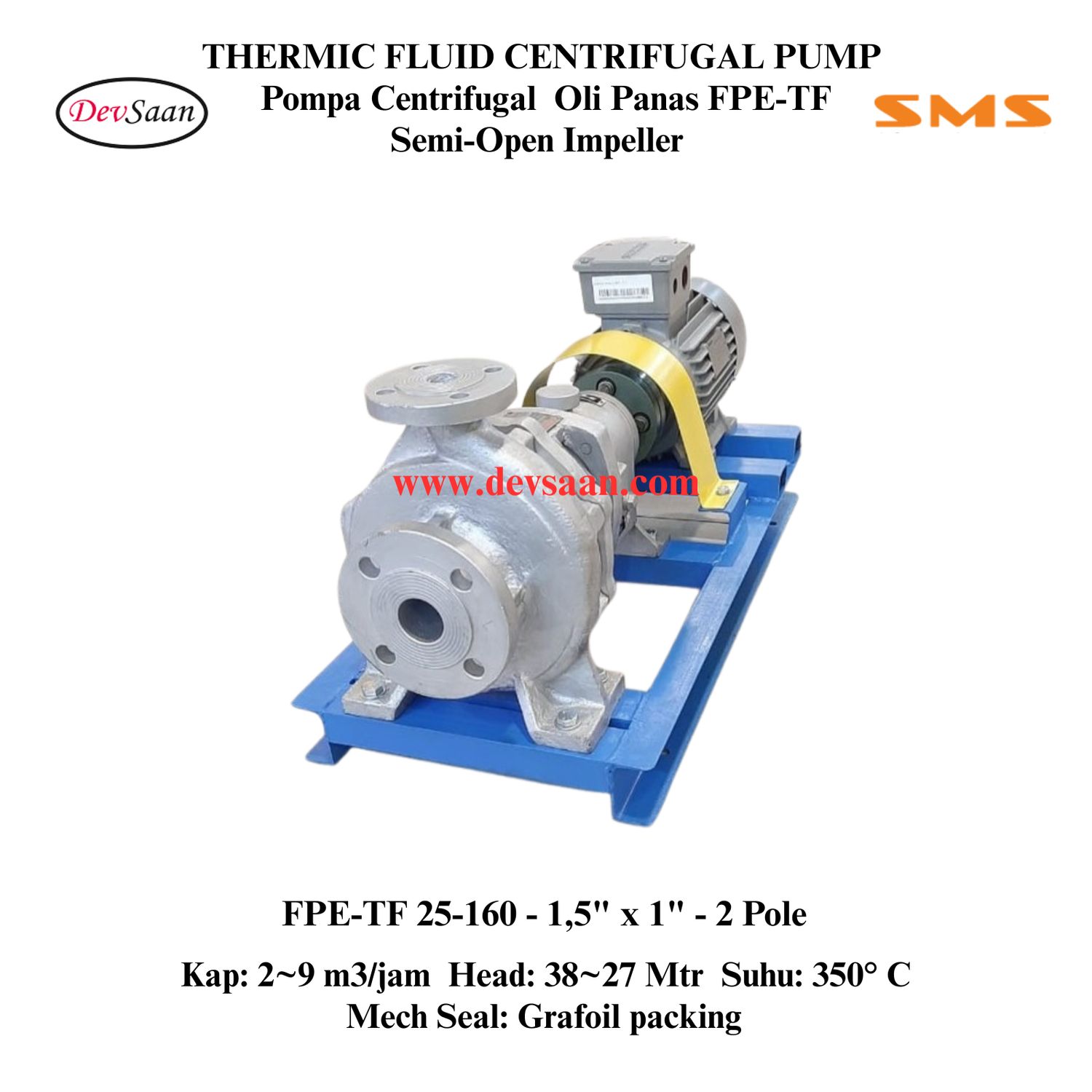 Thermic Fluid Pump FPE-TF 25-160 Pompa Sentrifugal Oli Panas Komplit Set 2pole