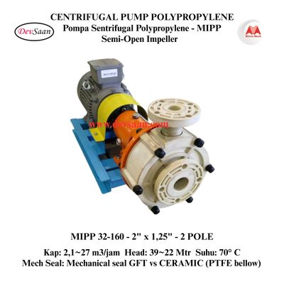 Centrifugal Pump Polypropylene MIPP 32-160 Pompa Sentrifugal Komplit Set 2pole