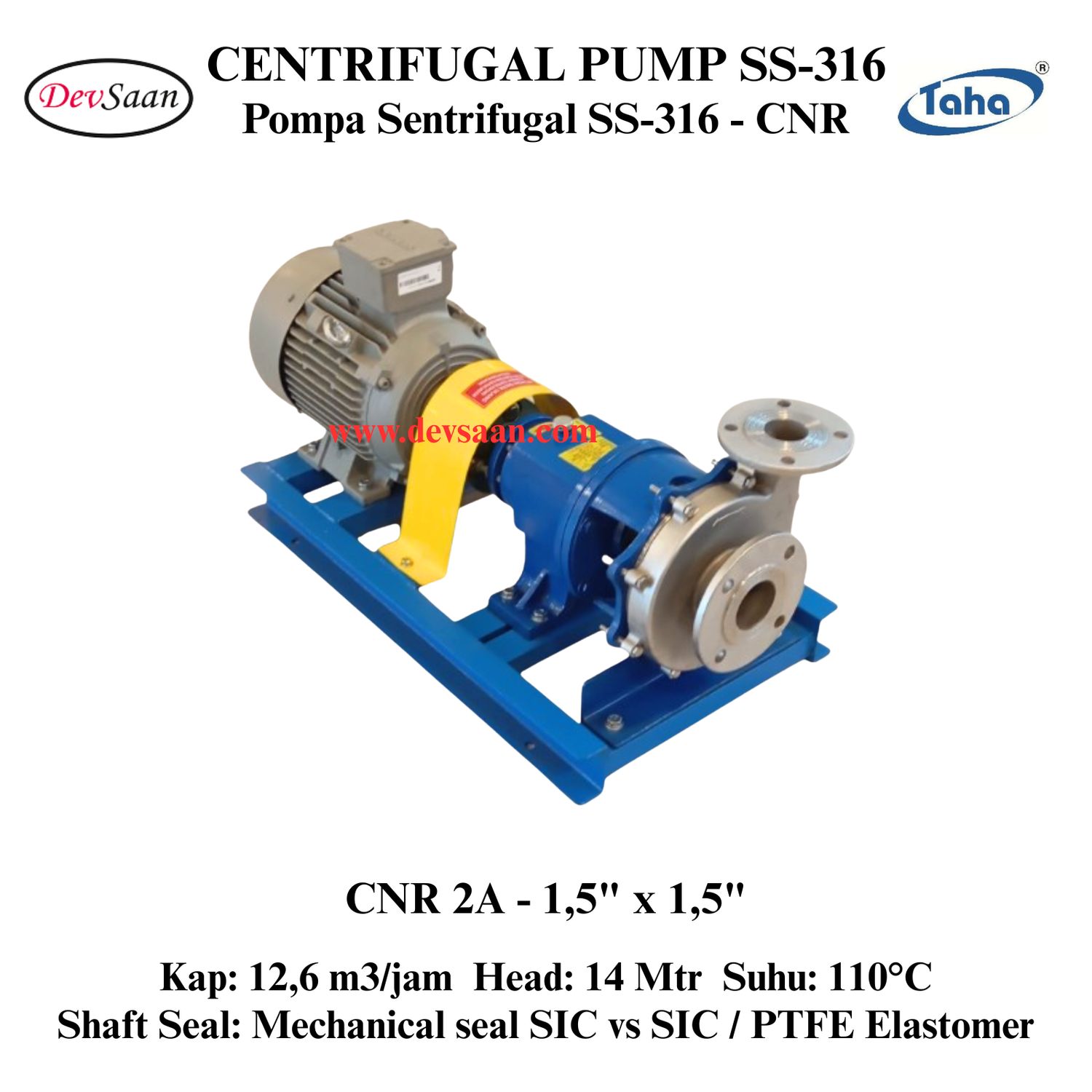 Centrifugal Pump SS-316 CNR-2A Pompa Sentrifugal Komplit Set 2pole