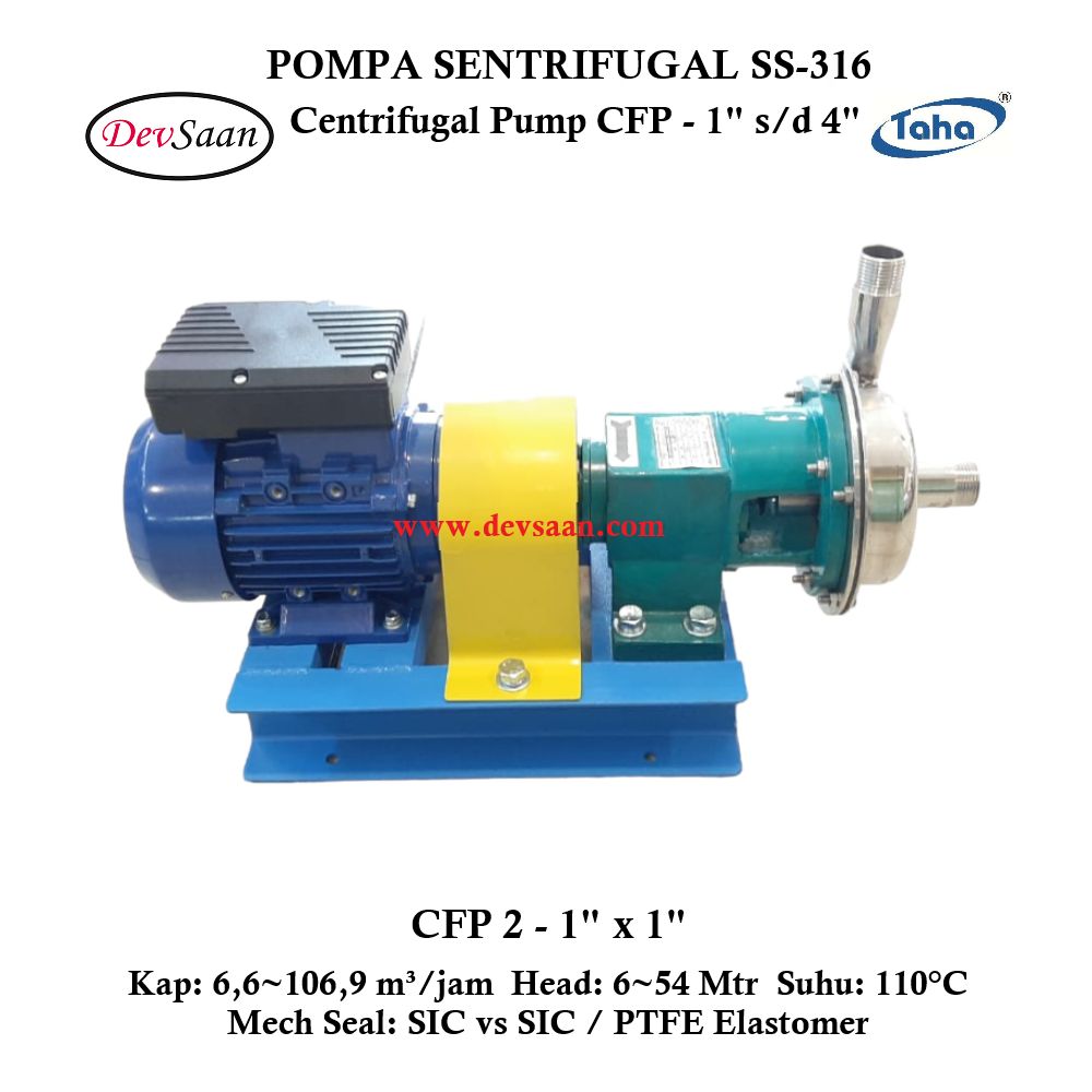 Centrifugal Pump SS-316 CFP-2 Pompa Sentrifugal Komplit Set 2pole