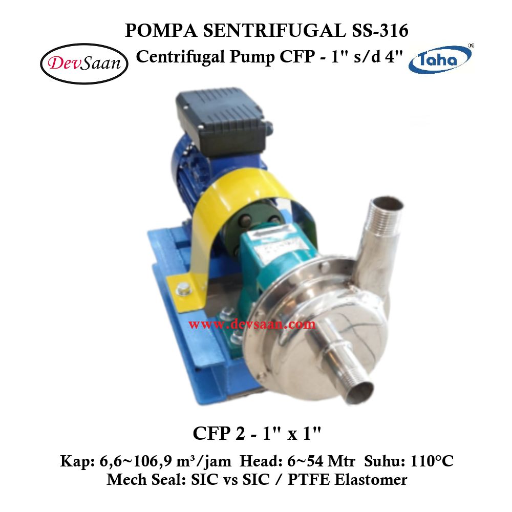 Centrifugal Pump SS-316 CFP-2 Pompa Sentrifugal Komplit Set 2pole