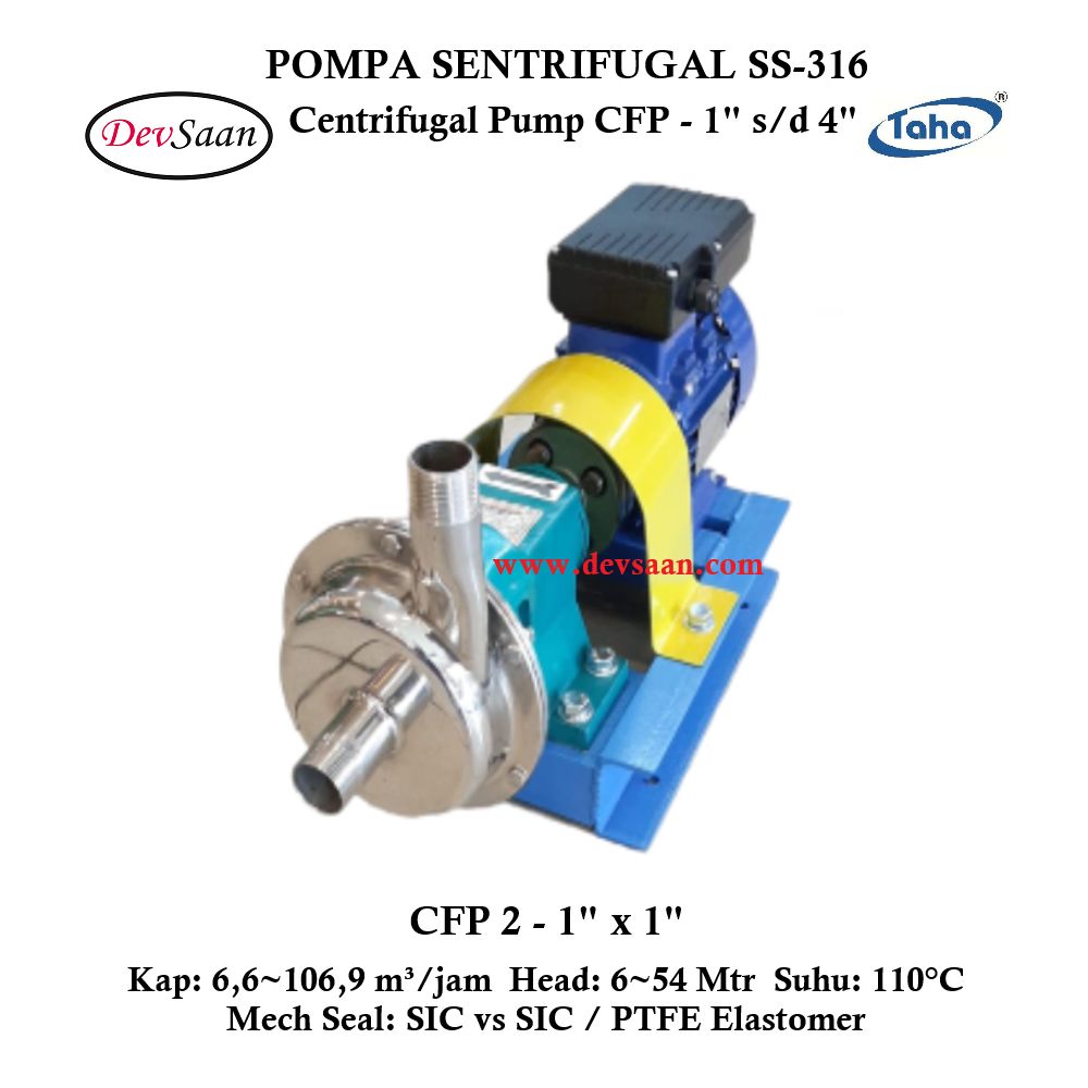 Centrifugal Pump SS-316 CFP-2 Pompa Sentrifugal Komplit Set 2pole