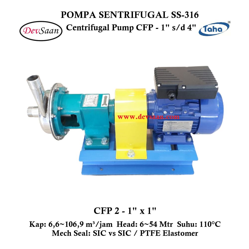 Centrifugal Pump SS-316 CFP-2 Pompa Sentrifugal Komplit Set 2pole