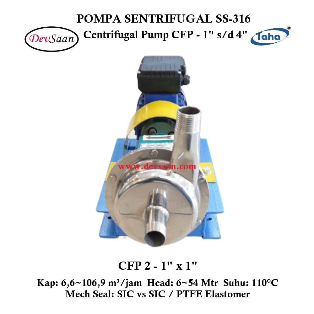 Centrifugal Pump SS-316 CFP-2 Pompa Sentrifugal Komplit Set 2pole