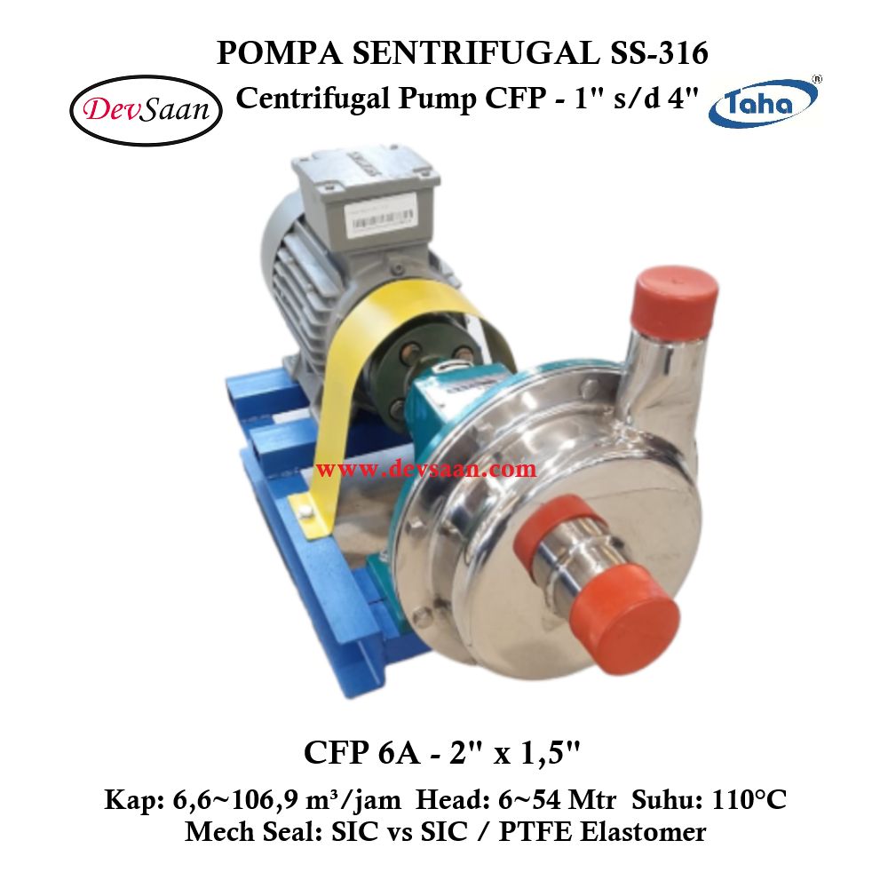 Centrifugal Pump SS-316 CFP-6A Pompa Sentrifugal Komplit Set 2pole