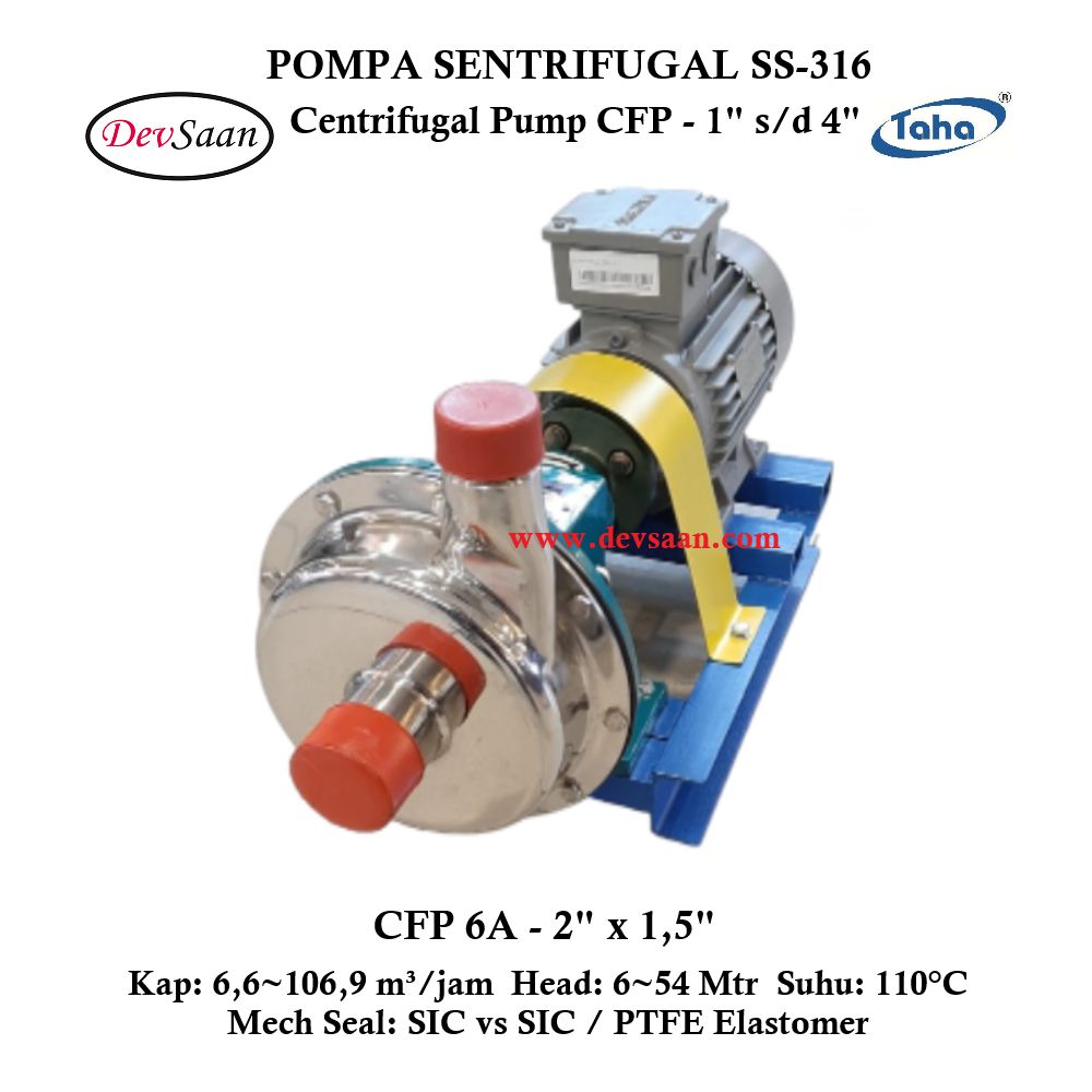 Centrifugal Pump SS-316 CFP-6A Pompa Sentrifugal Komplit Set 2pole