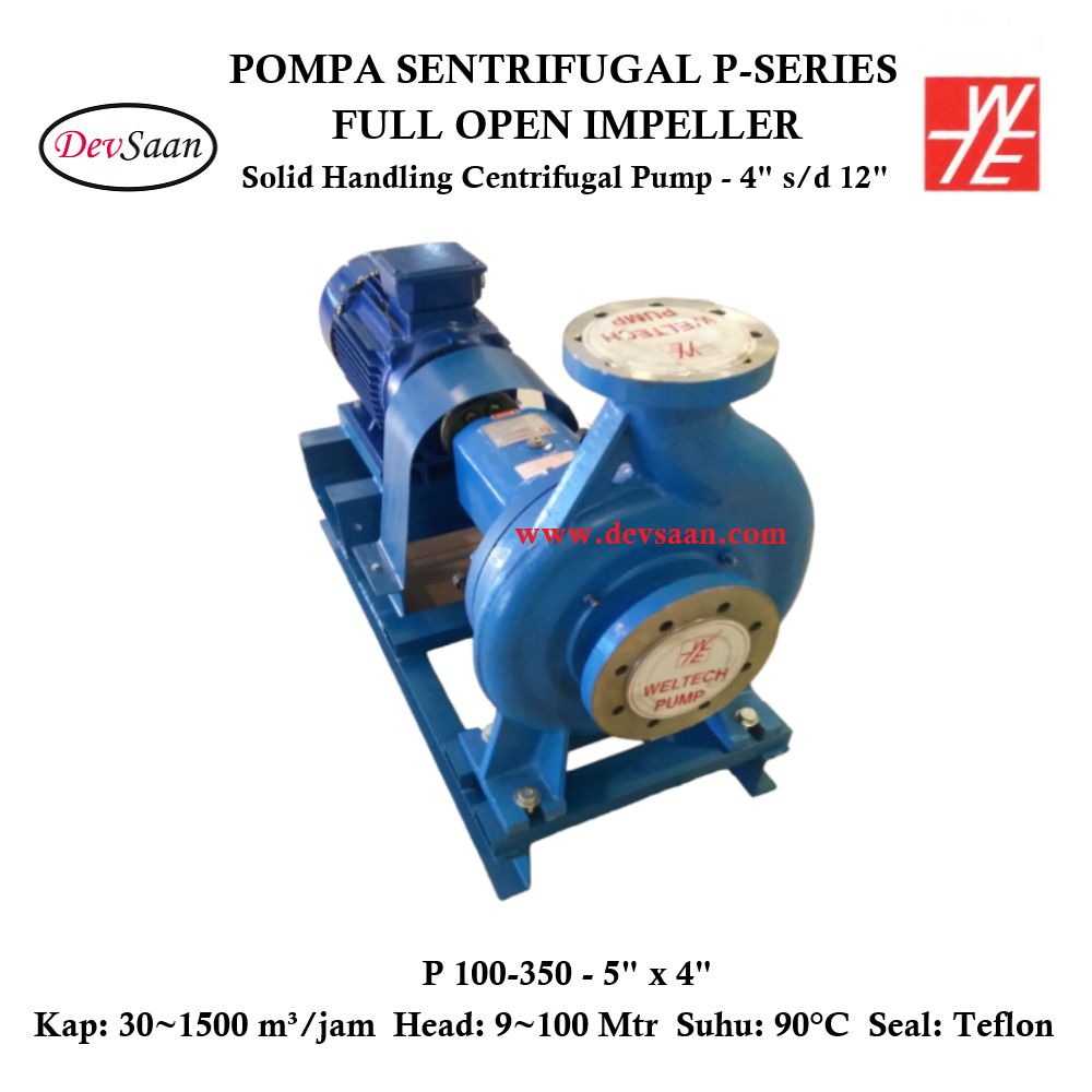 Solid Handling Centrifugal Pump P 100-350 Pompa Sentrifugal Komplit Set 2pole