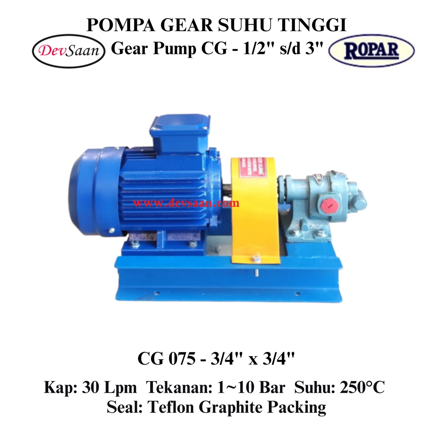 Gear Pump Helikal CG 075 Pompa Roda Gigi Komplit Set