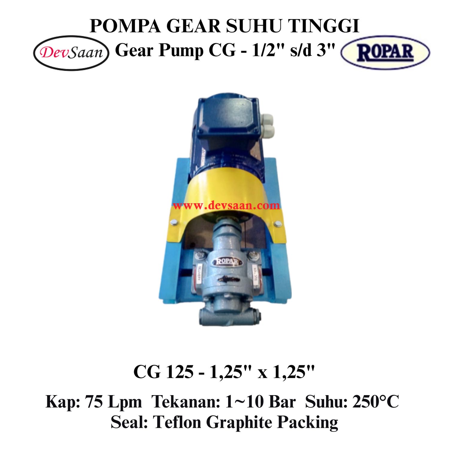 Gear Pump Helikal CG 125 Pompa Roda Gigi Komplit Set