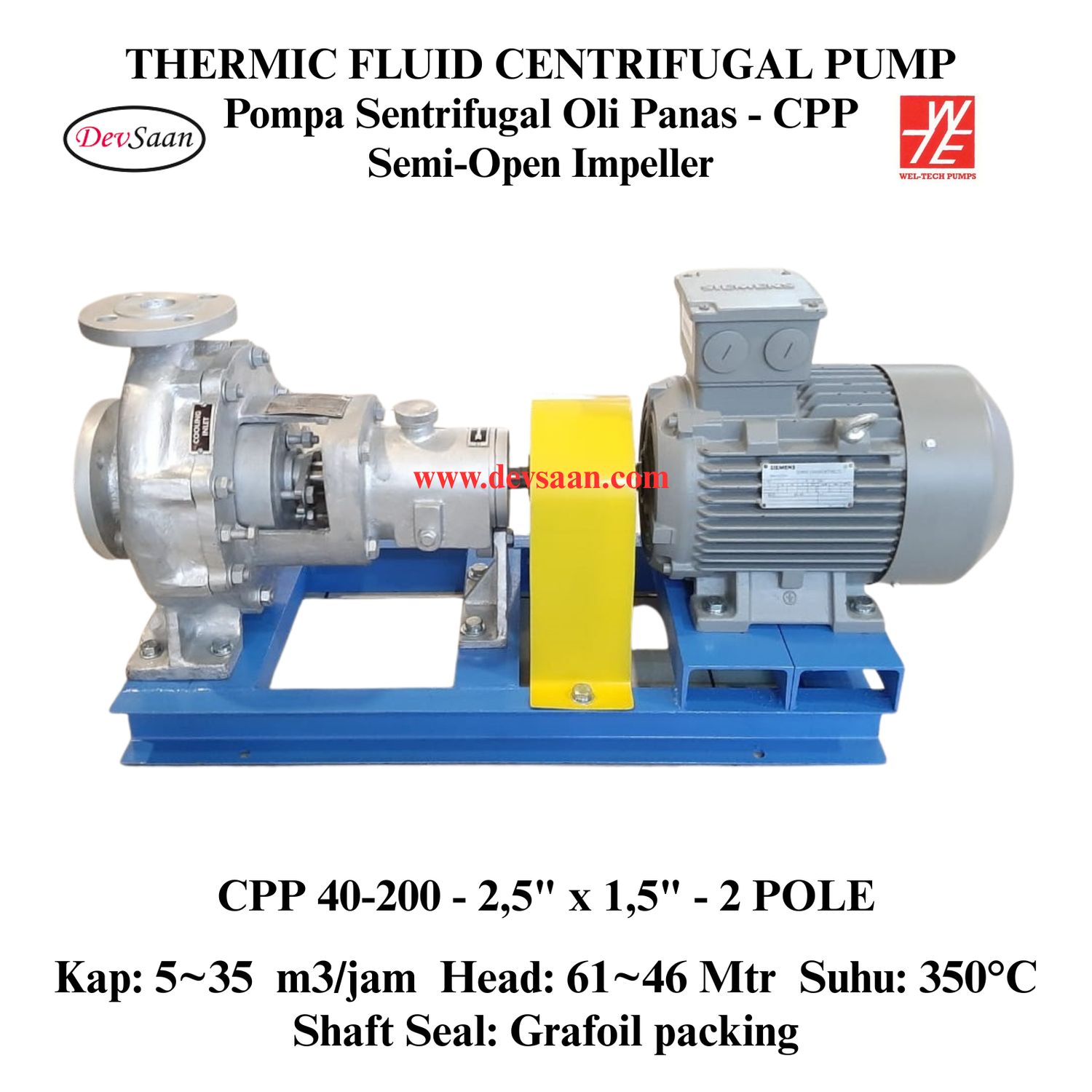 Thermic Fluid Pump CPP 40-200 Pompa Sentrifugal Oli Panas (Complete Set) 2pole