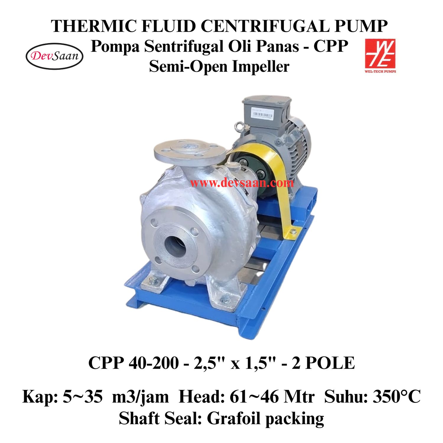 Thermic Fluid Pump CPP 40-200 Pompa Sentrifugal Oli Panas (Complete Set) 2pole