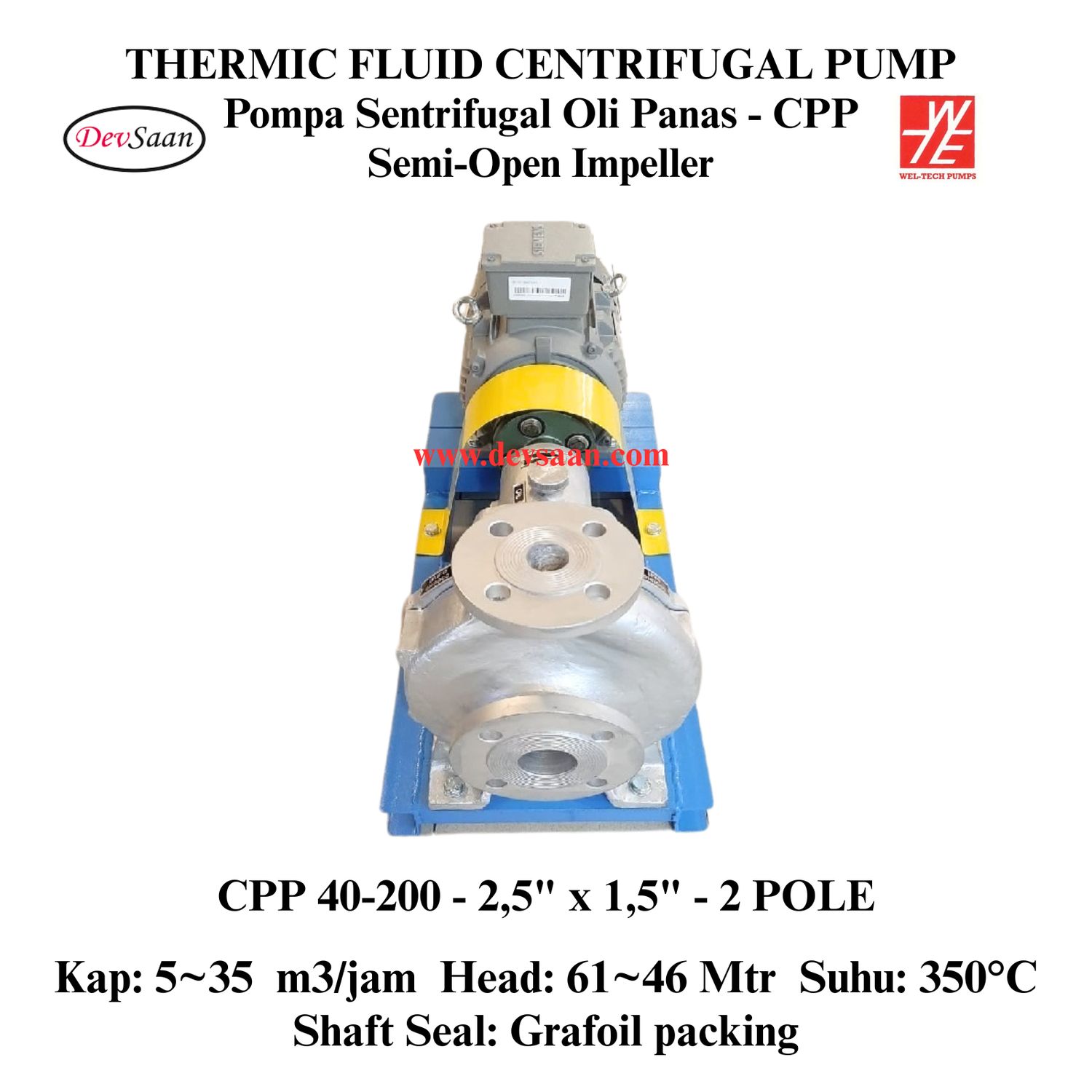 Thermic Fluid Pump CPP 40-200 Pompa Sentrifugal Oli Panas (Complete Set) 2pole
