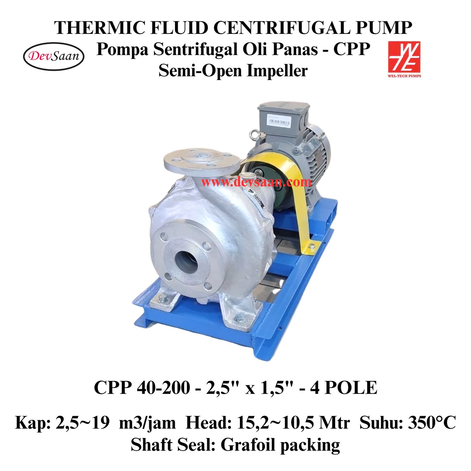 Thermic Fluid Pump CPP 40-200 Pompa Sentrifugal Oli Panas (Complete Set) 4pole