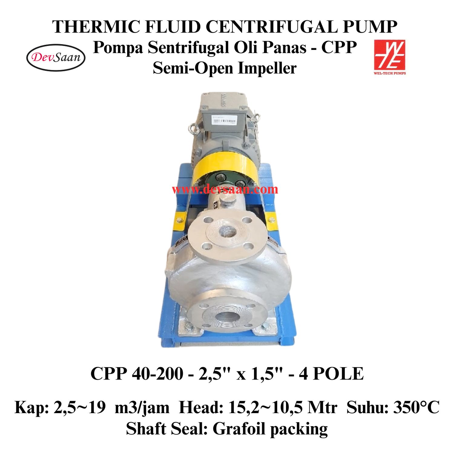 Thermic Fluid Pump CPP 40-200 Pompa Sentrifugal Oli Panas (Complete Set) 4pole