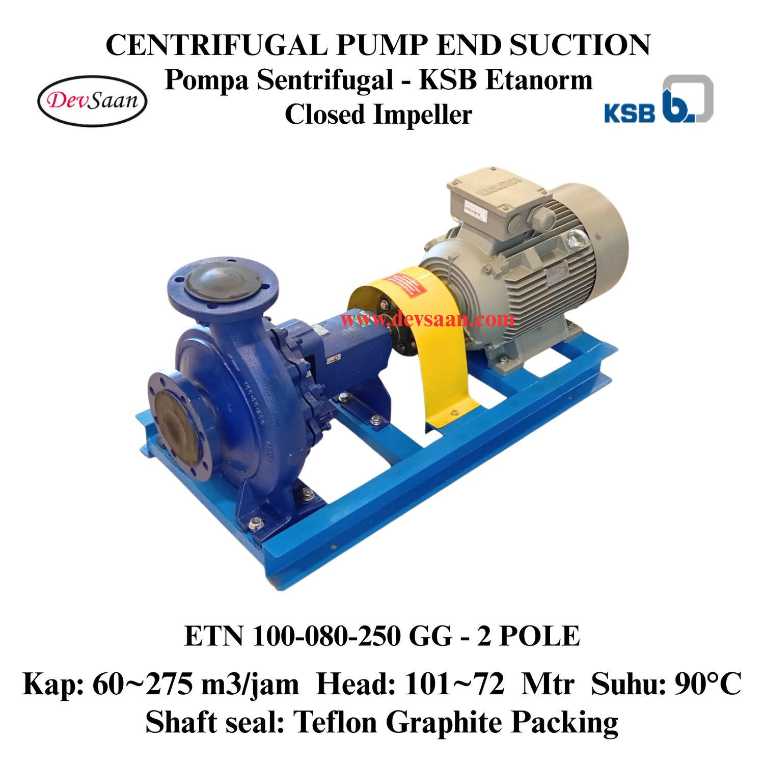 Centrifugal Pump End Suction KSB Etanorm ETN 100-080-250 GG (Complete Set) 2pole