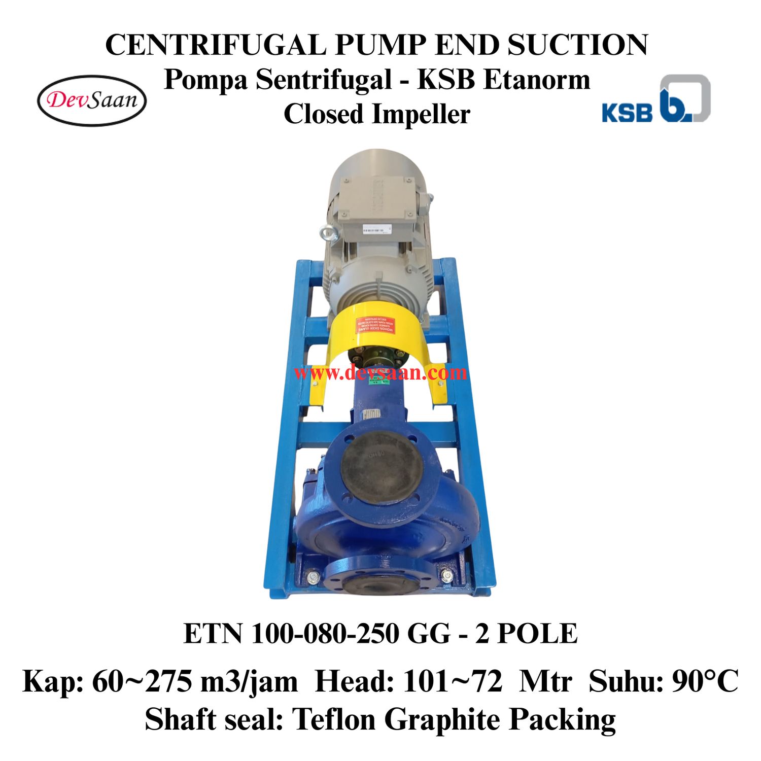 Centrifugal Pump End Suction KSB Etanorm ETN 100-080-250 GG (Complete Set) 2pole