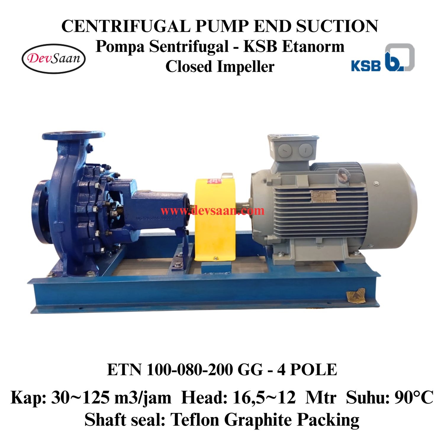 Centrifugal Pump End Suction KSB Etanorm ETN 100-080-200 GG (Complete Set) 4pole