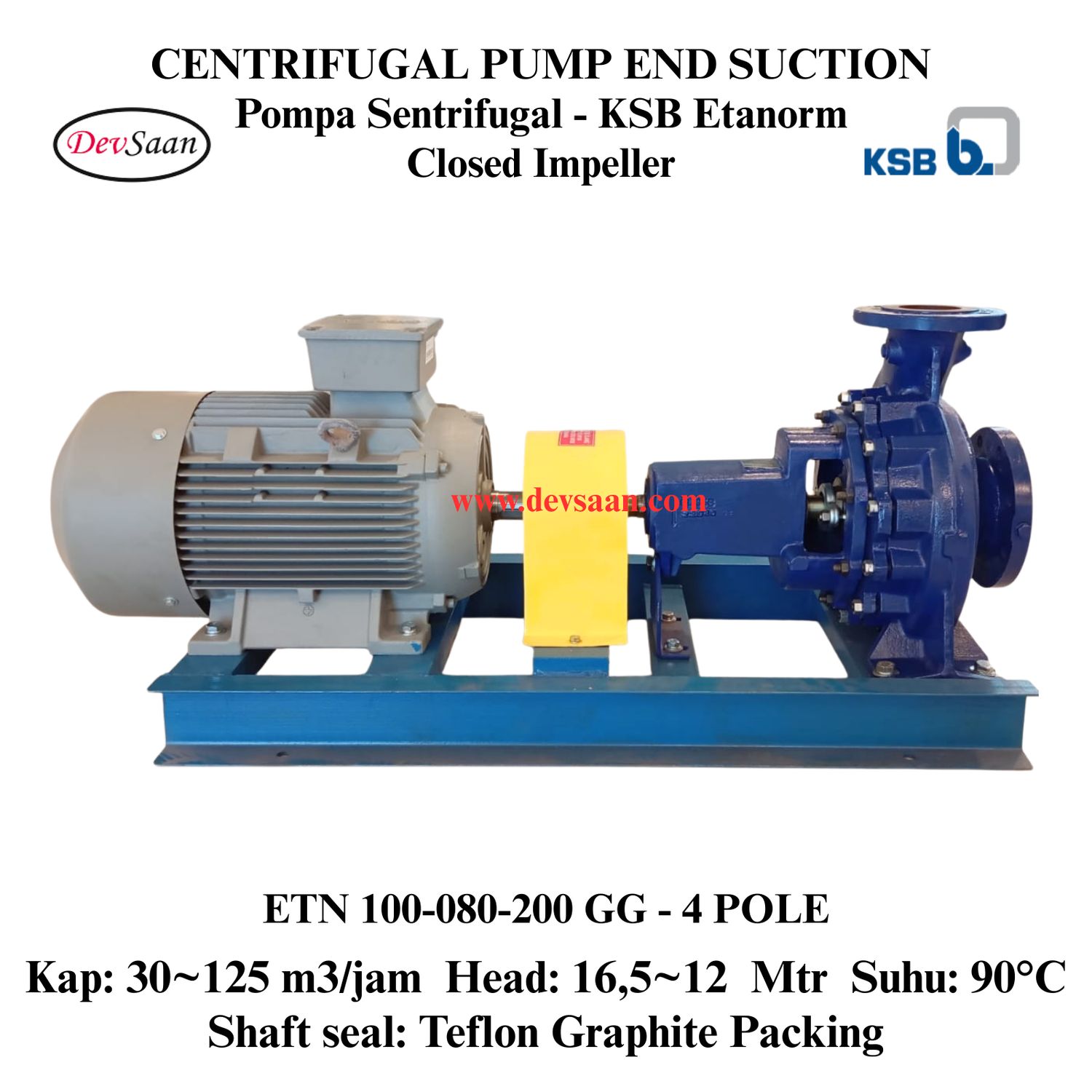 Centrifugal Pump End Suction KSB Etanorm ETN 100-080-200 GG (Complete Set) 4pole