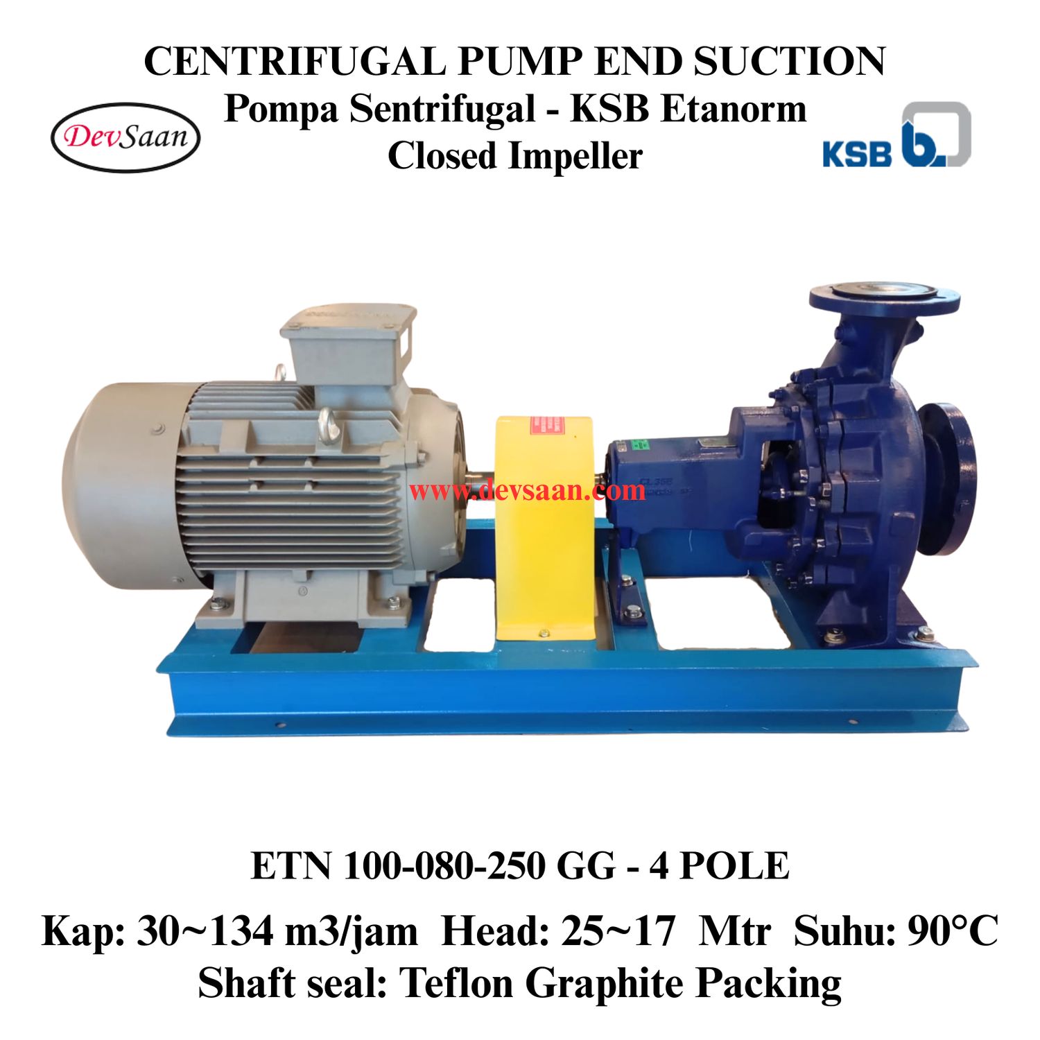 Centrifugal Pump End Suction KSB Etanorm ETN 100-080-250 GG (Complete Set) 4pole