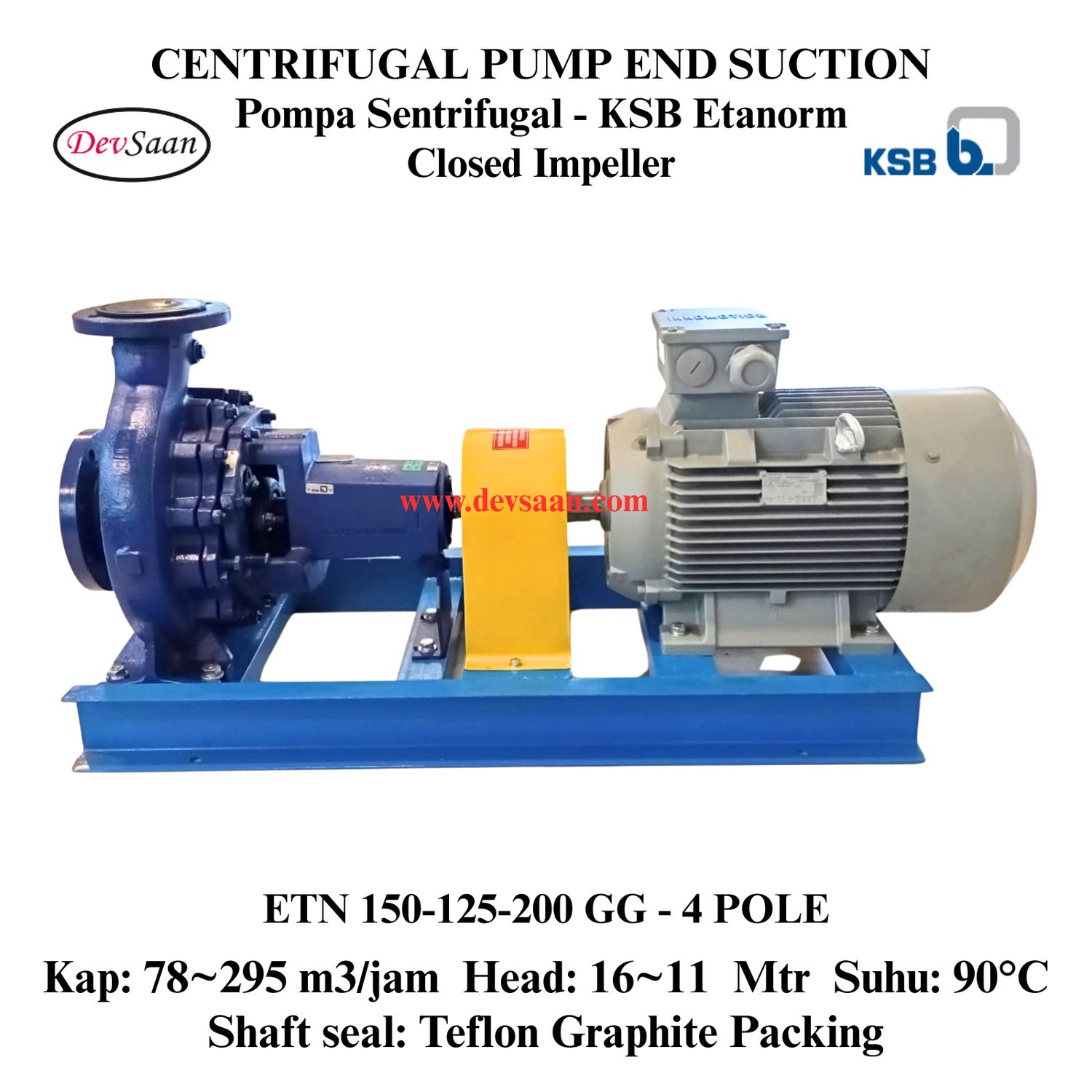 Centrifugal Pump End Suction KSB Etanorm ETN 150-125-200 GG (Complete Set) 4pole