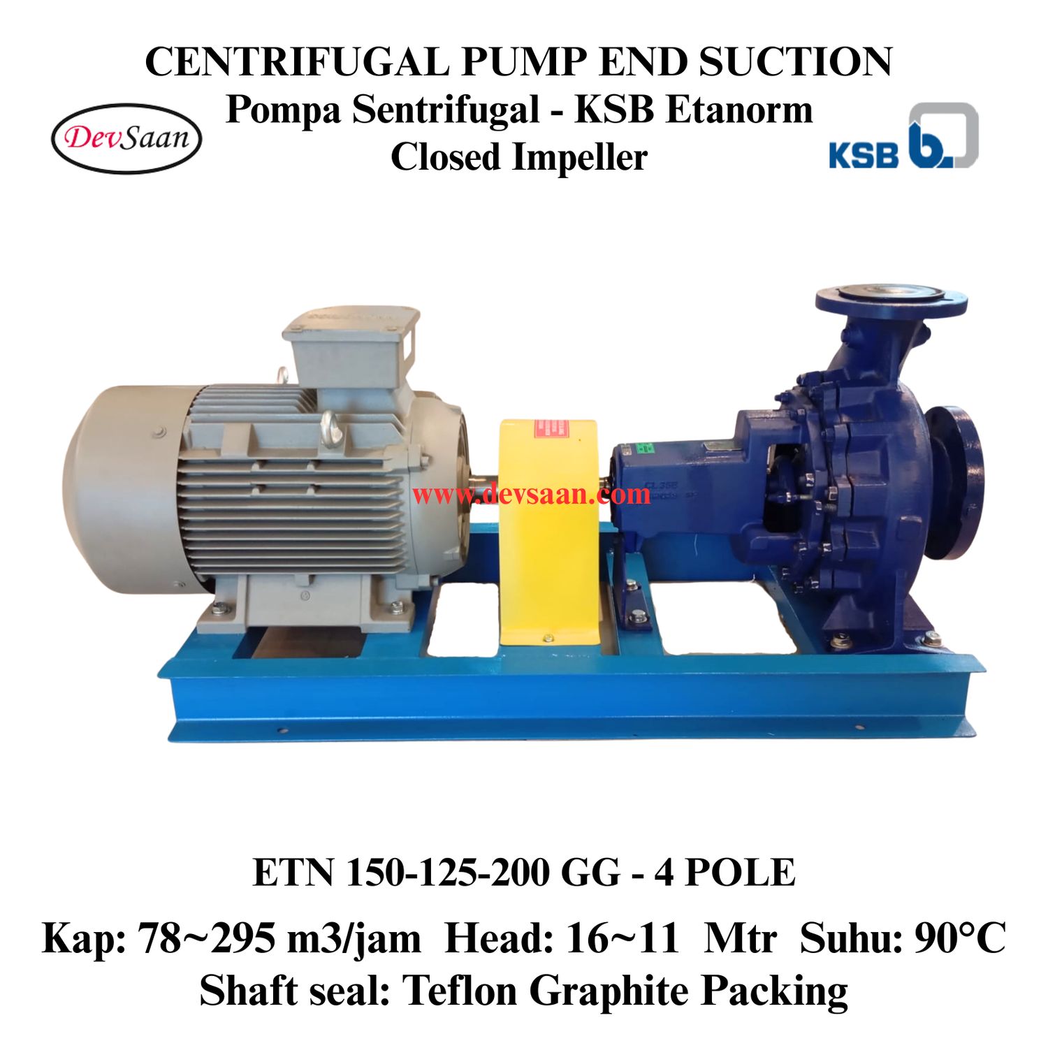 Centrifugal Pump End Suction KSB Etanorm ETN 150-125-200 GG (Complete Set) 4pole