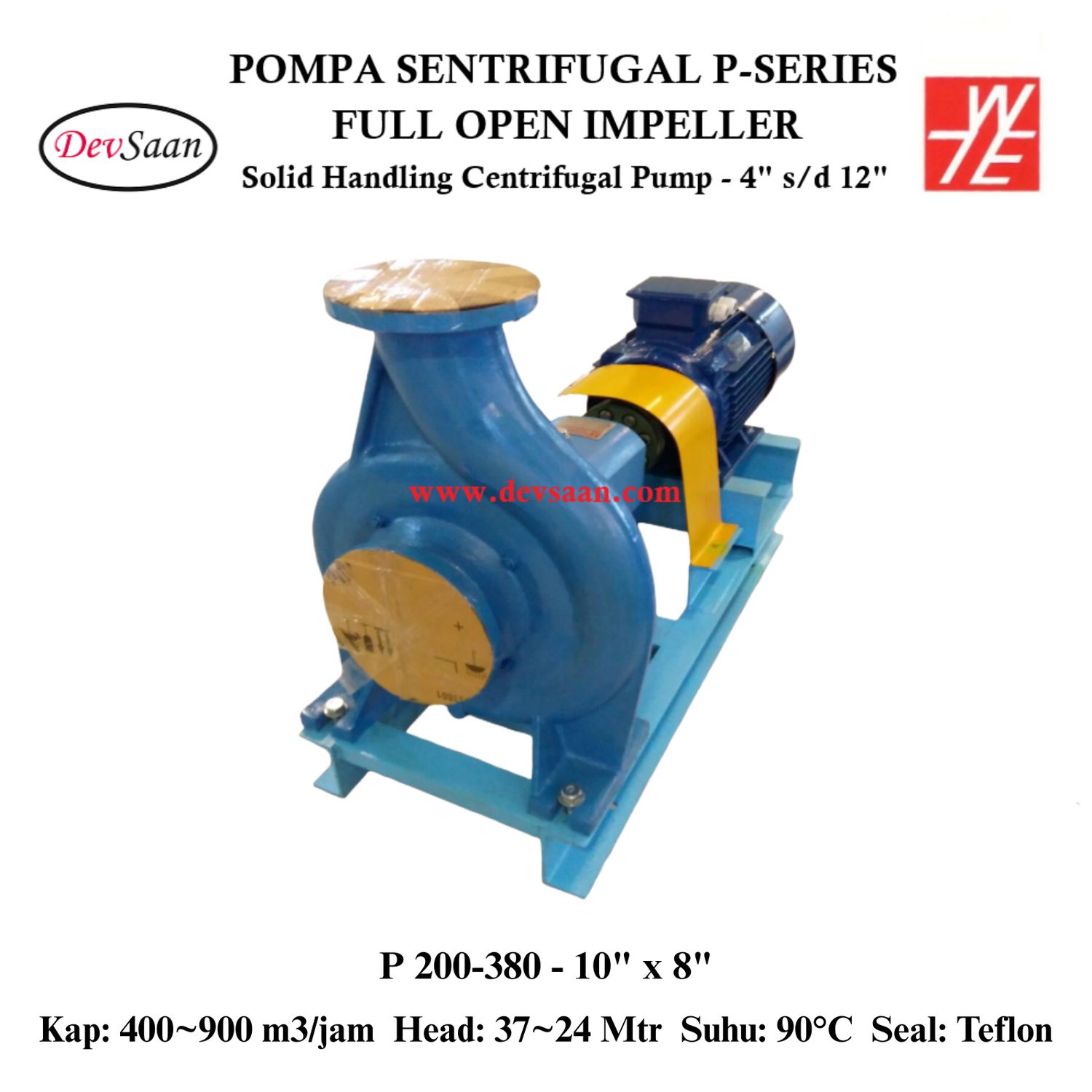 Solid Handling Centrifugal Pump P 200-380 Pompa Sentrifugal (Complete Set) 4pole