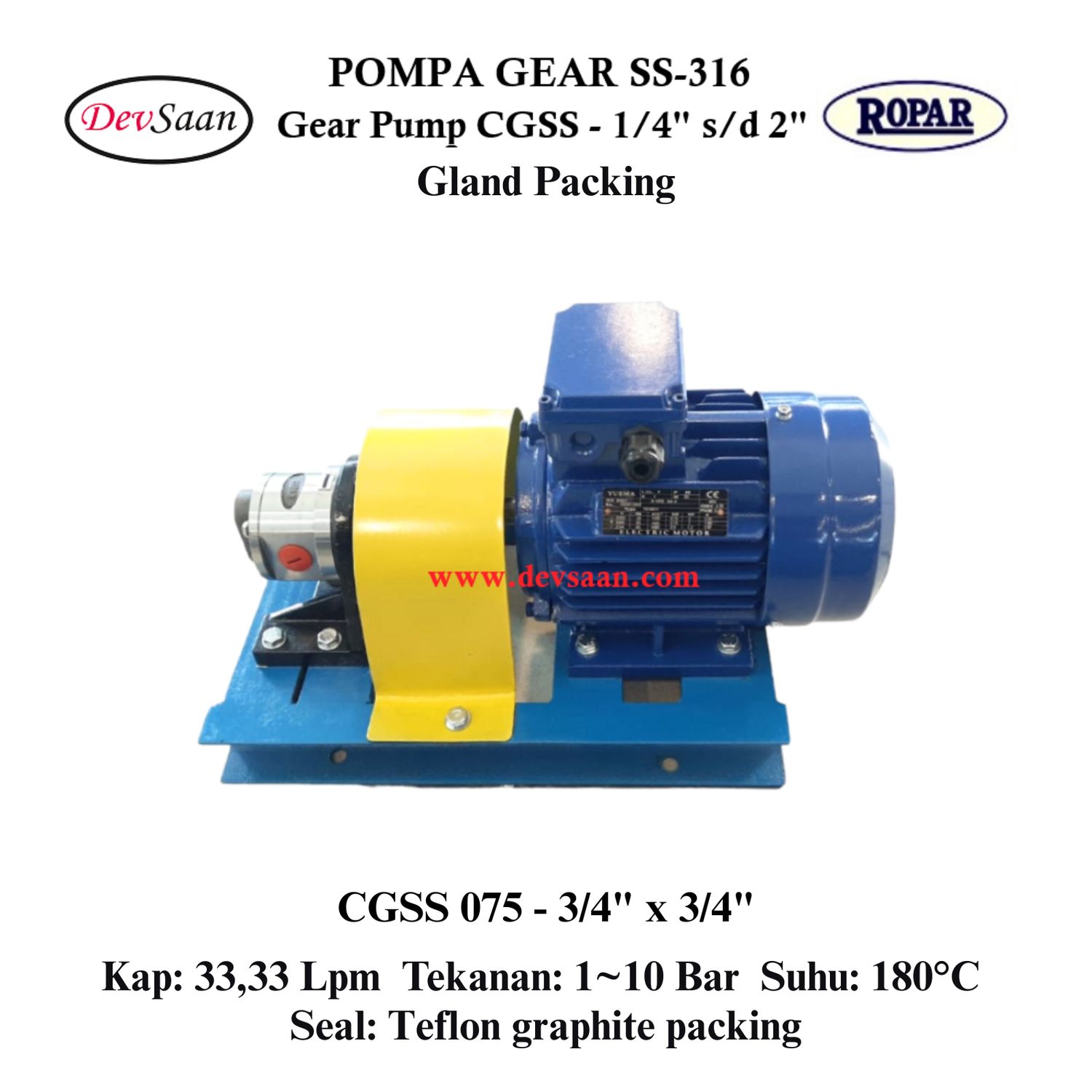 Gear Pump CGSS 075 (GP) Pompa Roda Gigi (Complete Set) 4pole