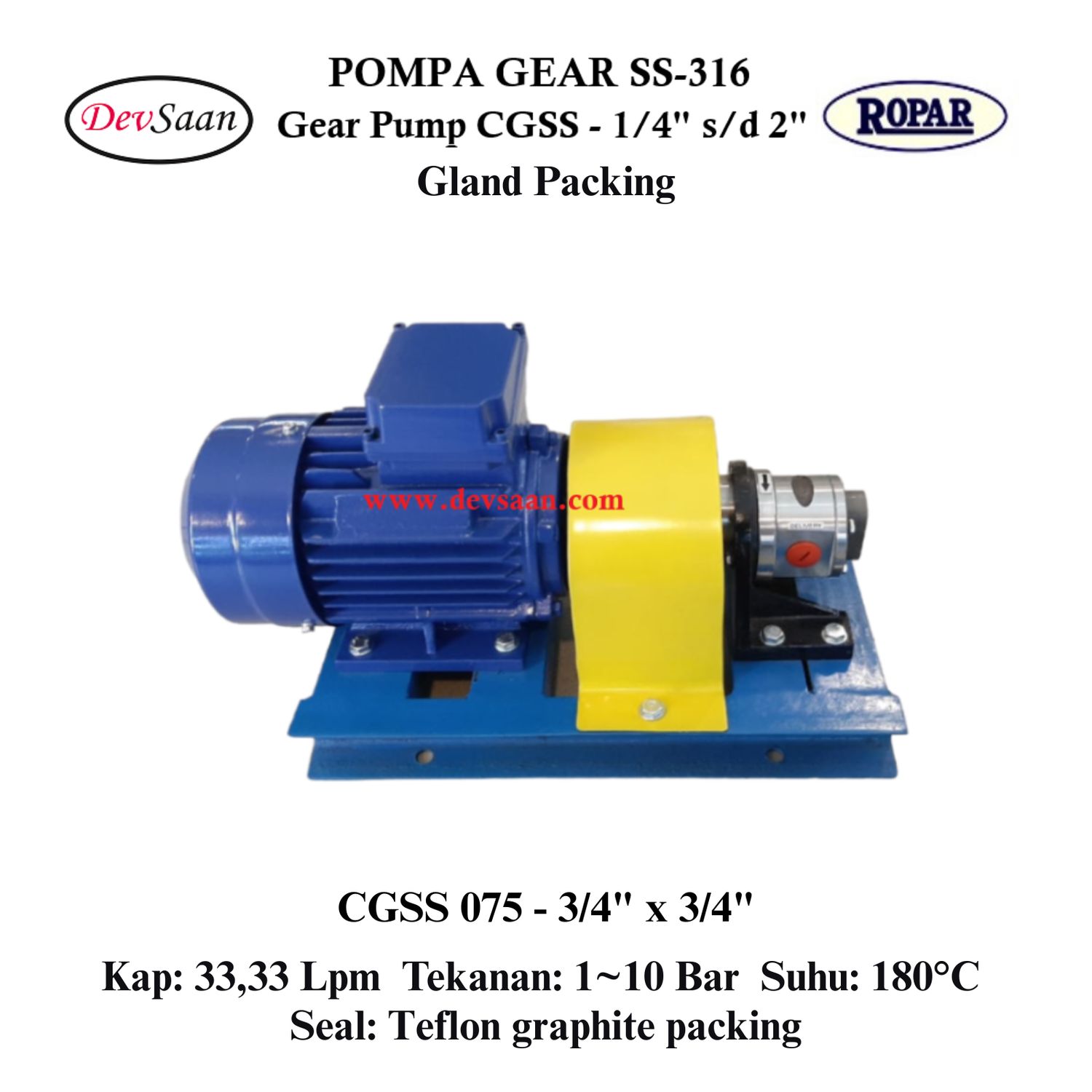 Gear Pump CGSS 075 (GP) Pompa Roda Gigi (Complete Set) 4pole