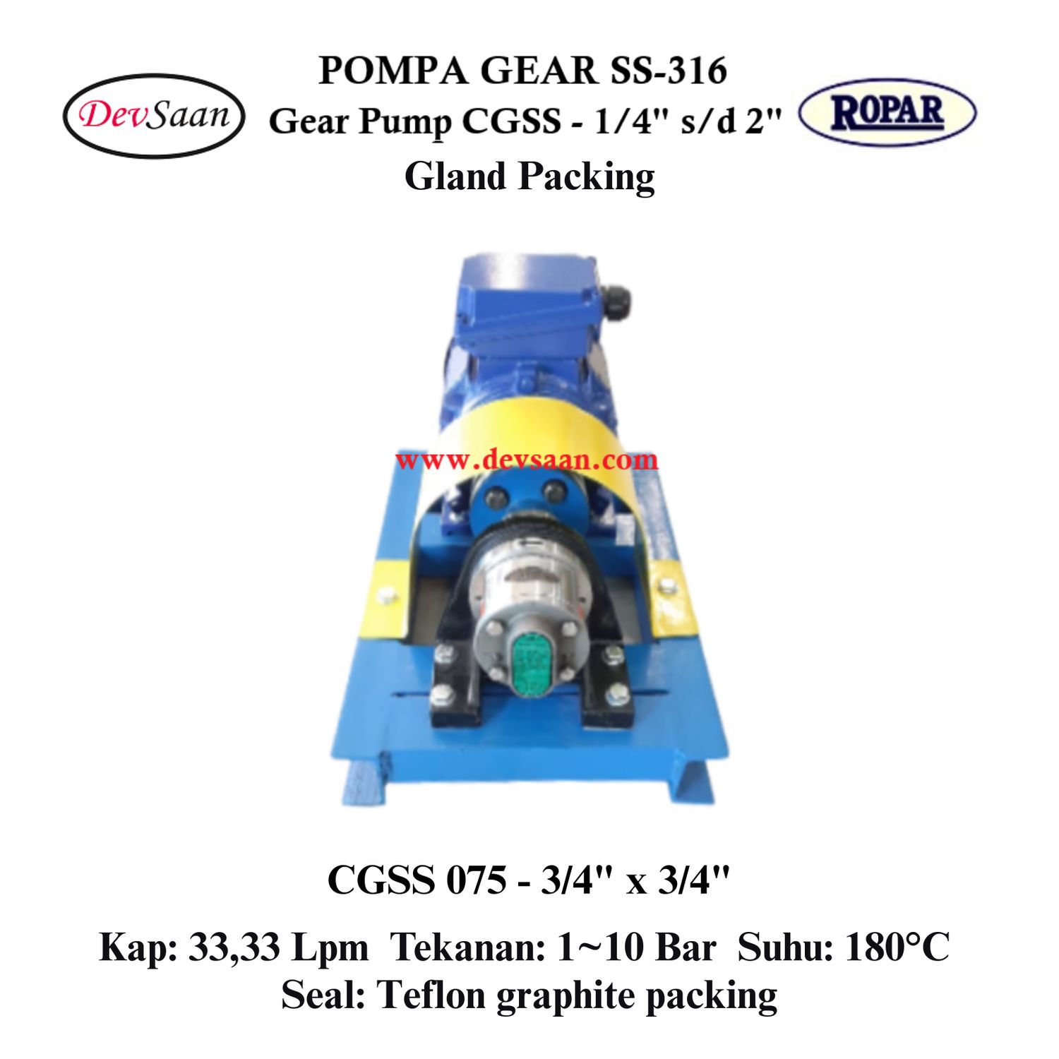 Gear Pump CGSS 075 (GP) Pompa Roda Gigi (Complete Set) 4pole