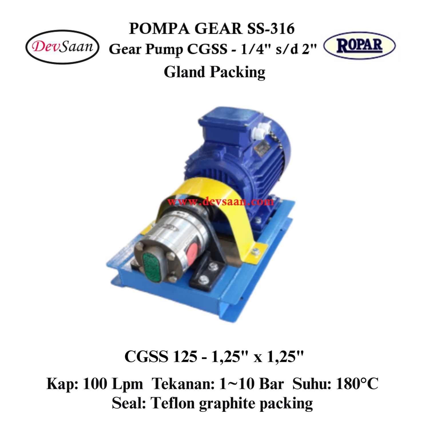 Gear Pump CGSS 125 (GP) Pompa Roda Gigi (Complete Set) 4pole