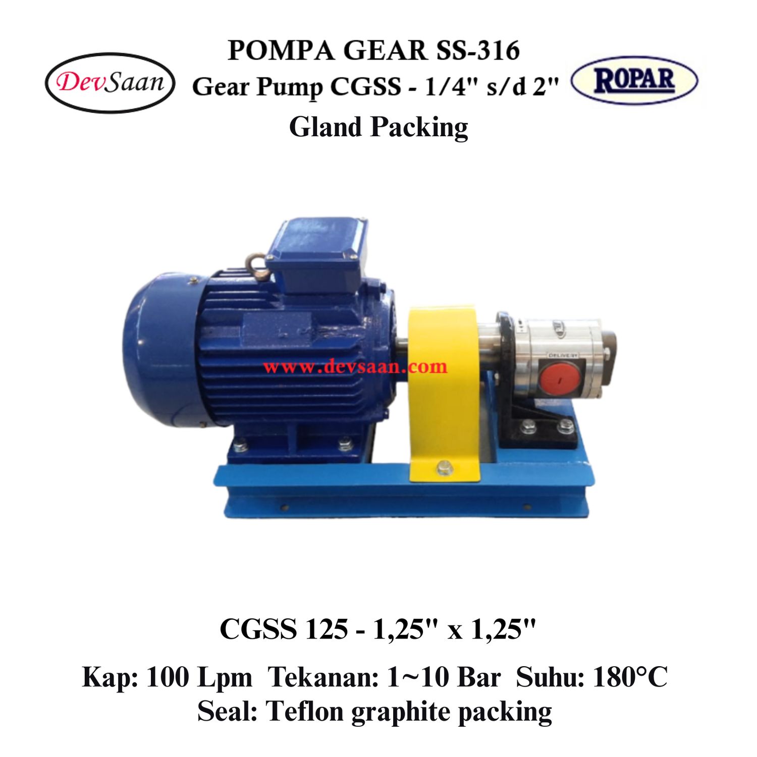 Gear Pump CGSS 125 (GP) Pompa Roda Gigi (Complete Set) 4pole