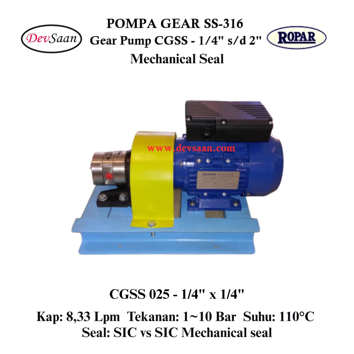 Gear Pump CGSS 025 (MS) Pompa Roda Gigi (Complete Set) 4pole