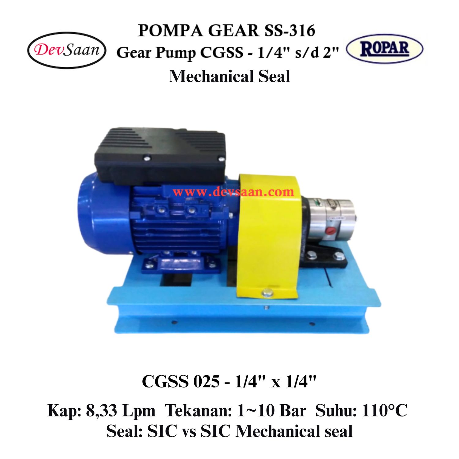 Gear Pump CGSS 025 (MS) Pompa Roda Gigi (Complete Set) 4pole