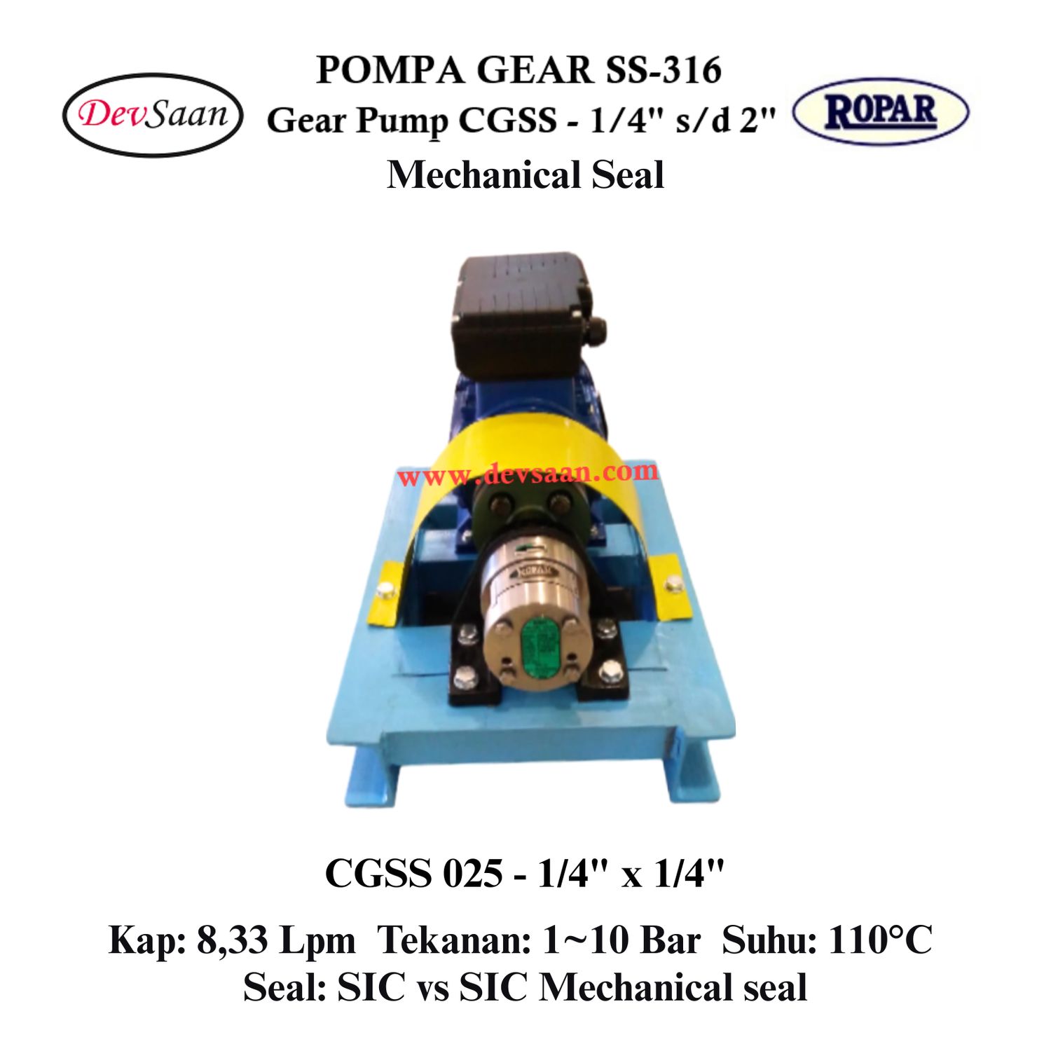 Gear Pump CGSS 025 (MS) Pompa Roda Gigi (Complete Set) 4pole