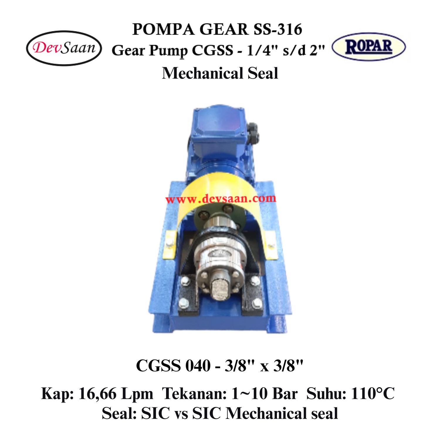 Gear Pump CGSS 040 (MS) Pompa Roda Gigi (Complete Set) 4pole