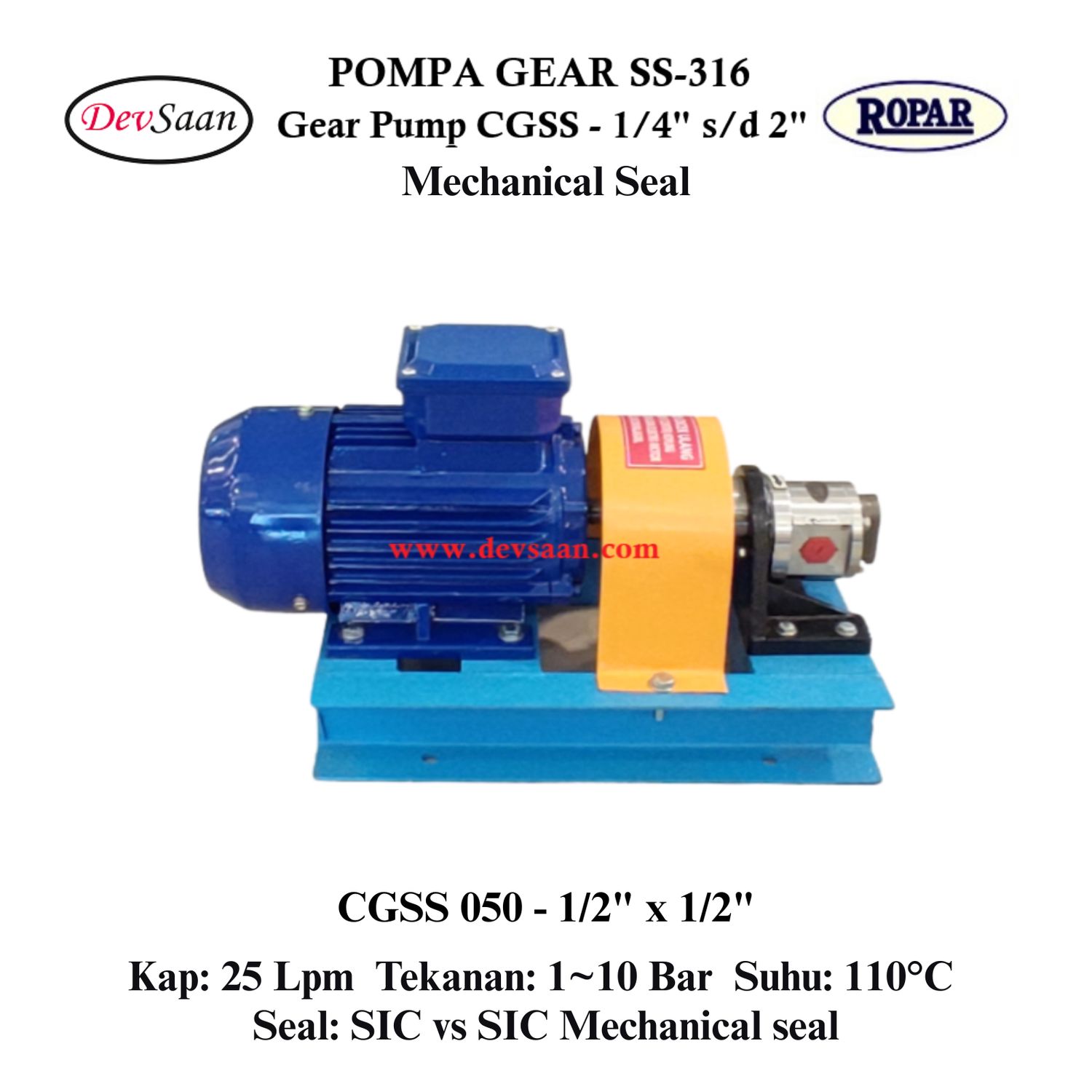 Gear Pump CGSS 050 (MS) Pompa Roda Gigi (Complete Set) 4pole