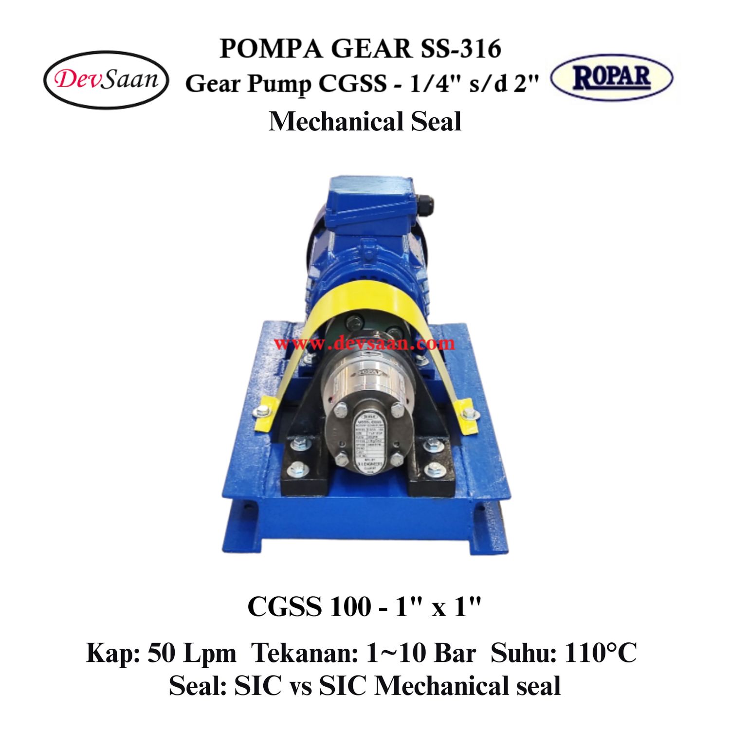 Gear Pump CGSS 100 (MS) Pompa Roda Gigi (Complete Set) 4pole