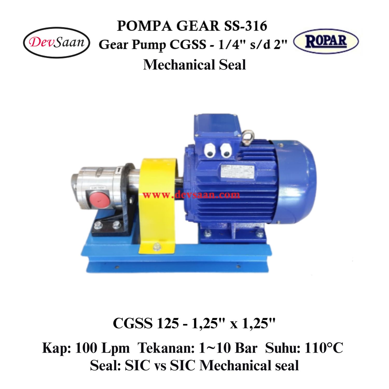 Gear Pump CGSS 125 (MS) Pompa Roda Gigi (Complete Set) 4pole