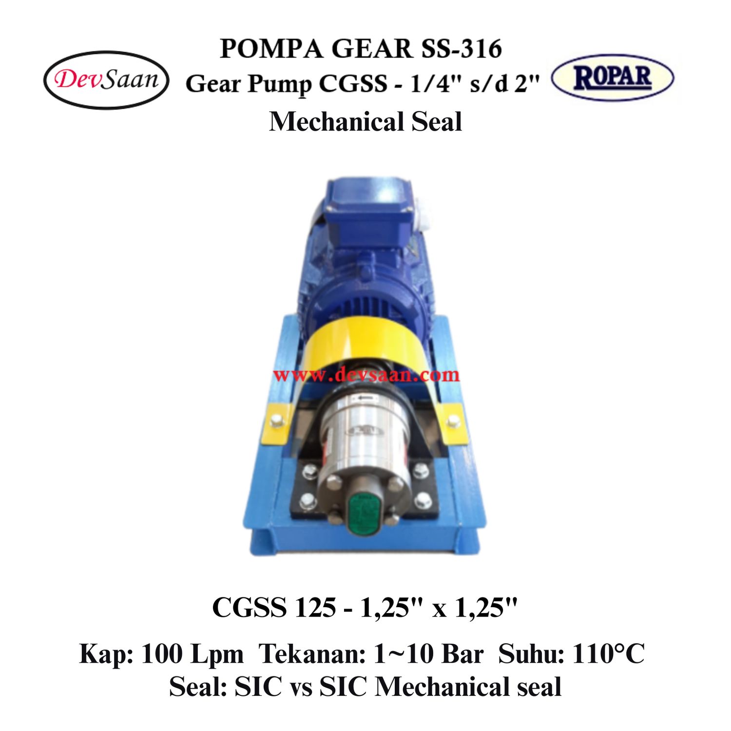 Gear Pump CGSS 125 (MS) Pompa Roda Gigi (Complete Set) 4pole