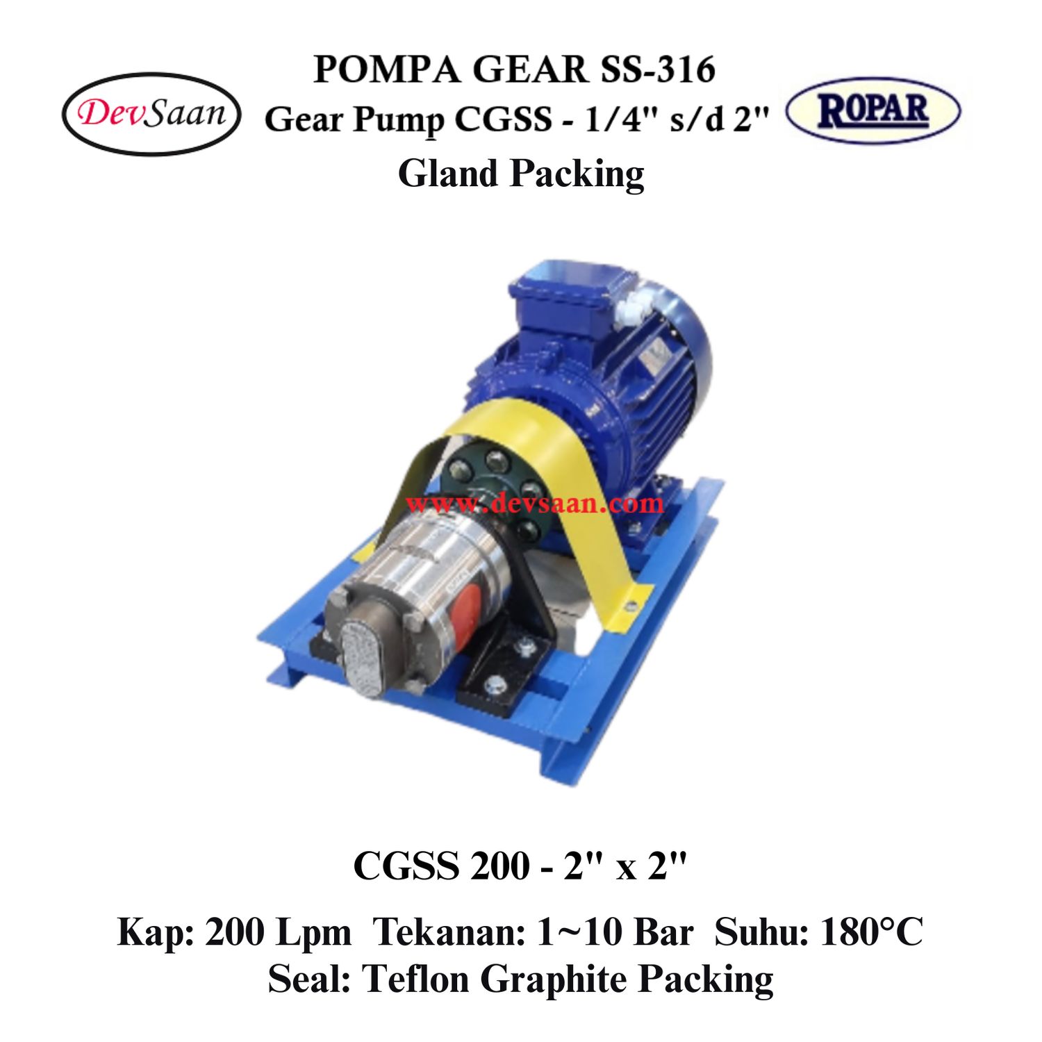 Gear Pump CGSS 200 (GP) Pompa Roda Gigi (Complete Set) 4pole