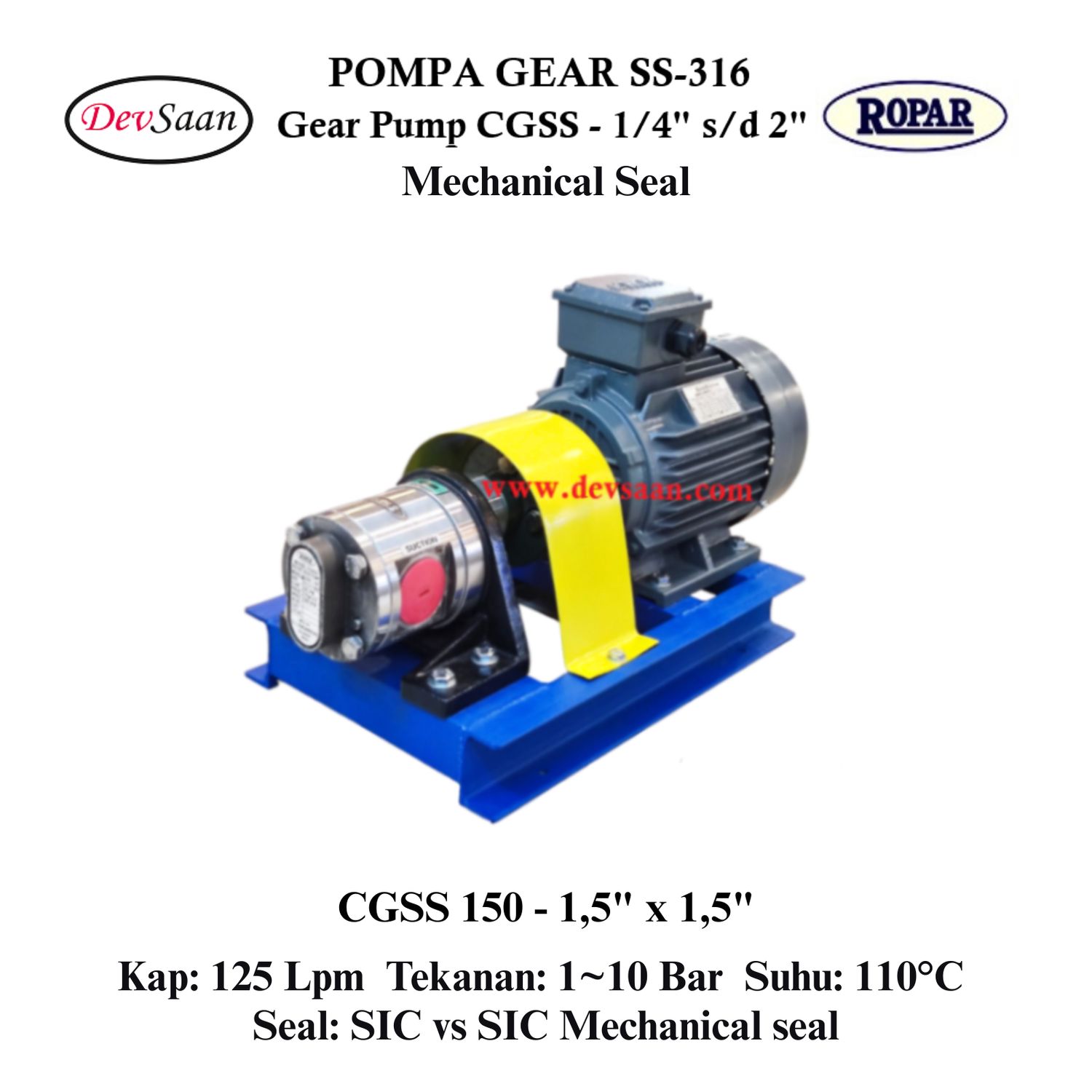 Gear Pump CGSS 150 (MS) Pompa Roda Gigi (Complete Set) 4pole