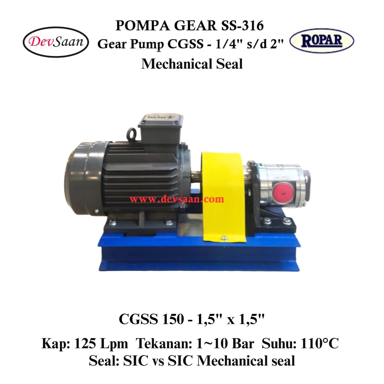 Gear Pump CGSS 150 (MS) Pompa Roda Gigi (Complete Set) 4pole