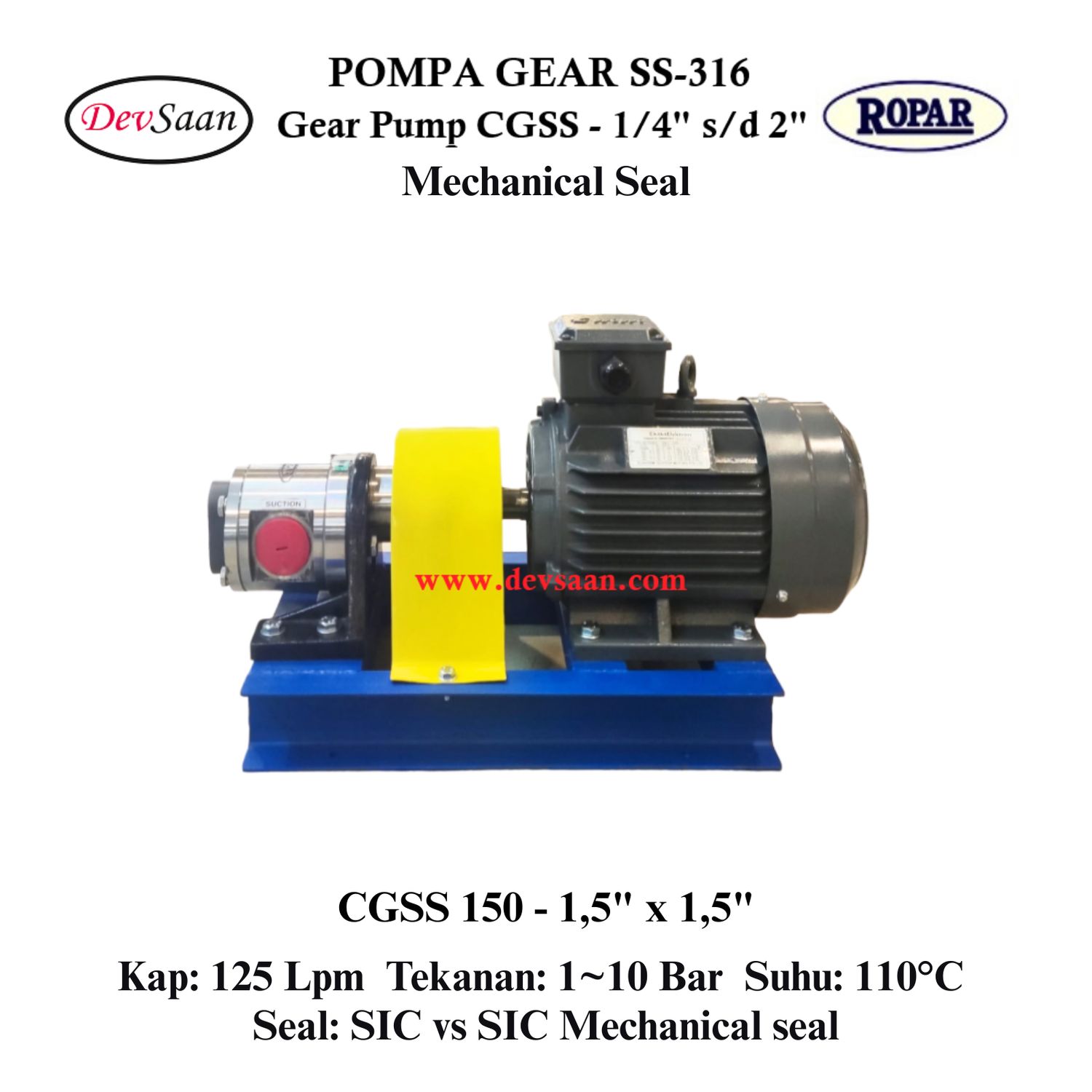 Gear Pump CGSS 150 (MS) Pompa Roda Gigi (Complete Set) 4pole