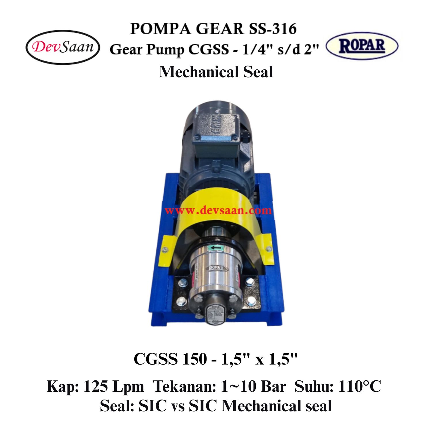 Gear Pump CGSS 150 (MS) Pompa Roda Gigi (Complete Set) 4pole
