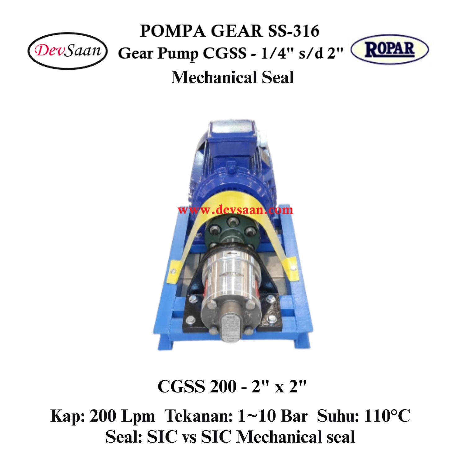 Gear Pump CGSS 200 (MS) Pompa Roda Gigi (Complete Set) 4pole