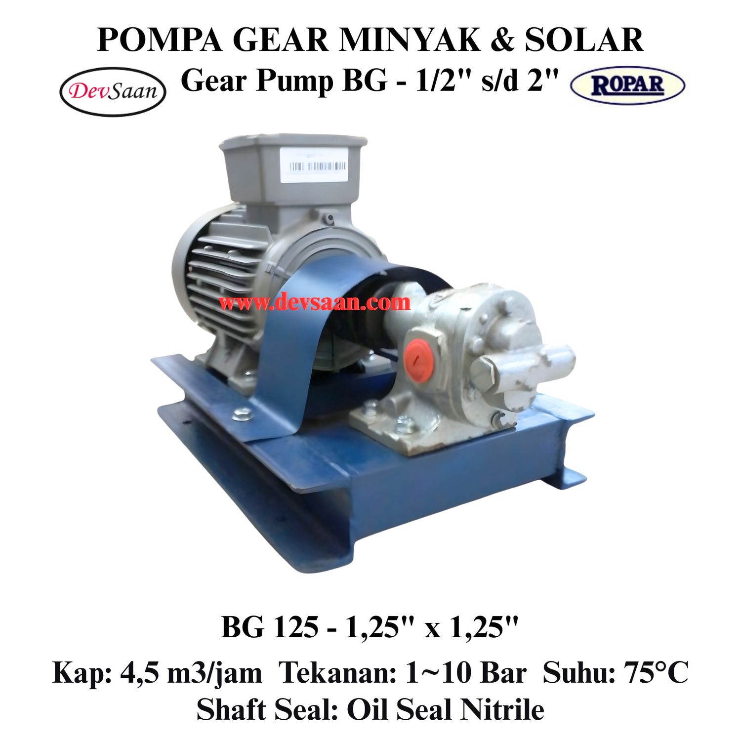Gear Pump Helikal BG 125 Pompa Roda Gigi (Complete Set) 4pole