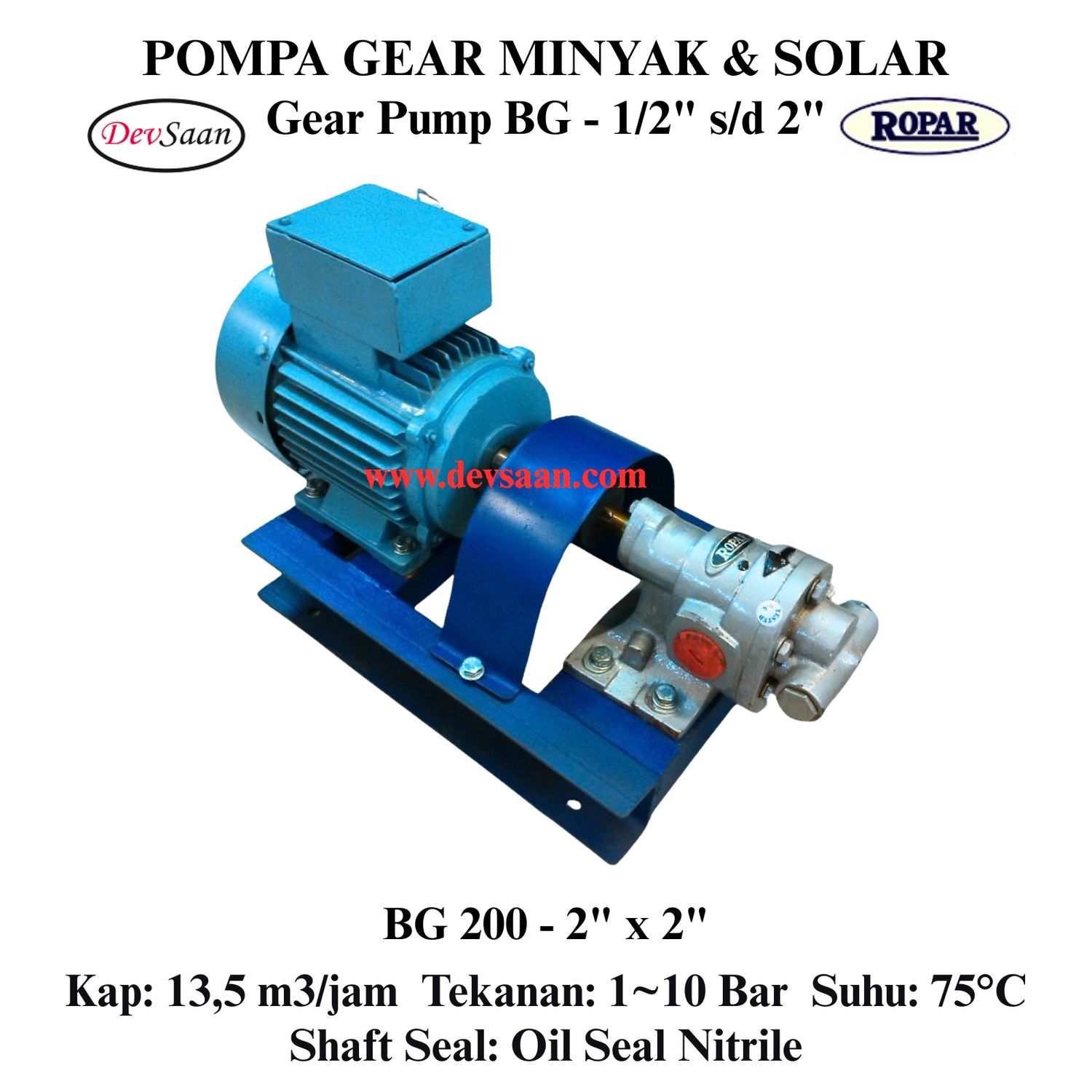 Gear Pump Helikal BG 200 Pompa Roda Gigi (Complete Set) 4pole