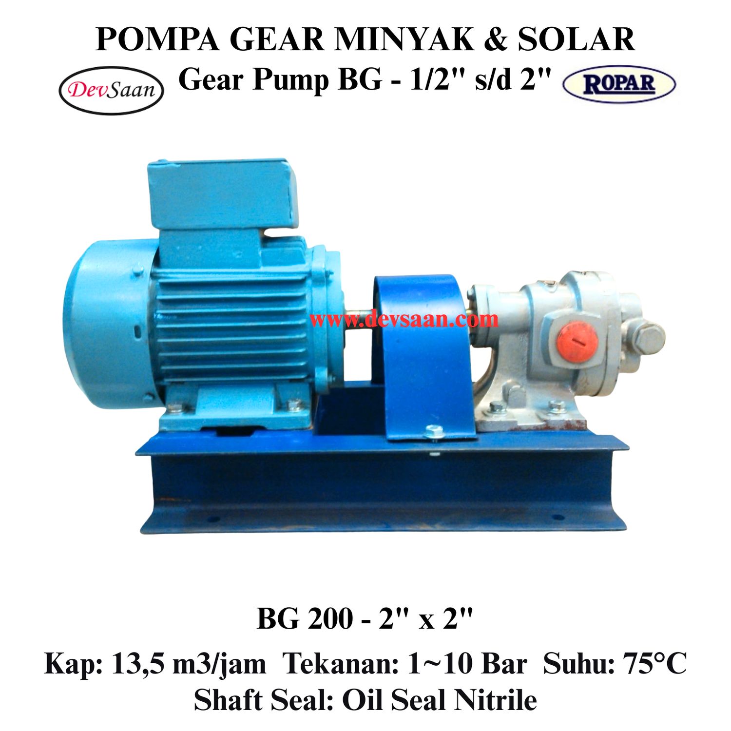 Gear Pump Helikal BG 200 Pompa Roda Gigi (Complete Set) 4pole