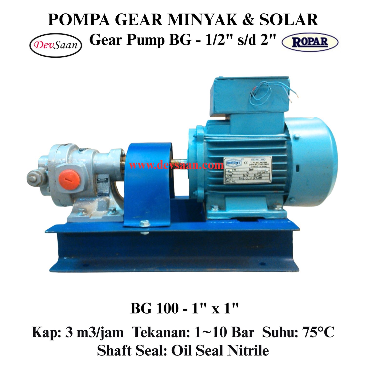 Gear Pump Helikal BG 100 Pompa Roda Gigi (Complete Set) 4pole