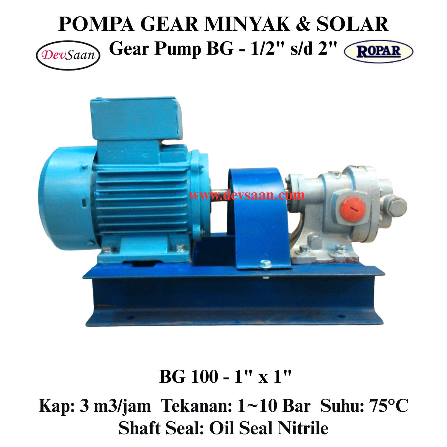 Gear Pump Helikal BG 100 Pompa Roda Gigi (Complete Set) 4pole